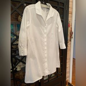 Foxcroft, NYC Heritage Non-Iron White Button Front Blouse 3/4 button sleeve